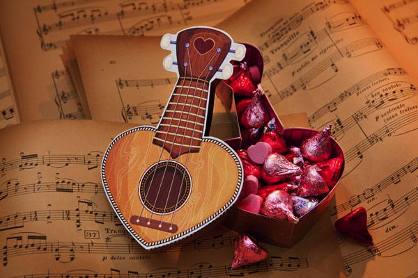 Ukulele Valentine Heart Box Papercraft Pizza By The Slice